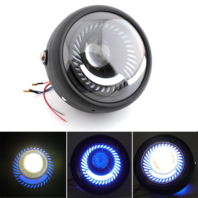 6.5'' Moto Phare Universel Bleu/Blanc LED Pour Café Racer Personnalisé Générique