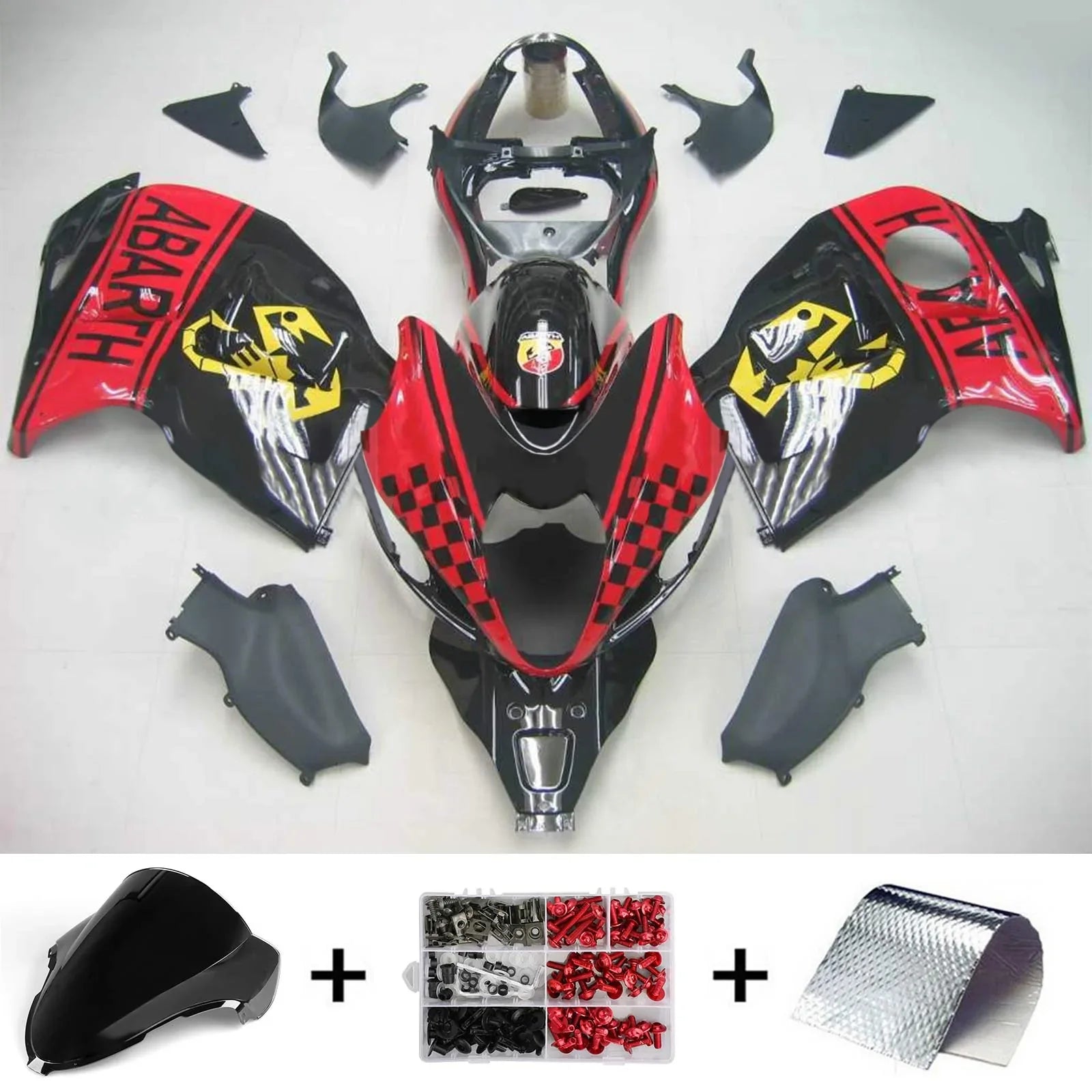 Amotopart Suzuki Hayabusa GSXR1300 1999-2007 Kit Carénage Carrosserie Plastique ABS