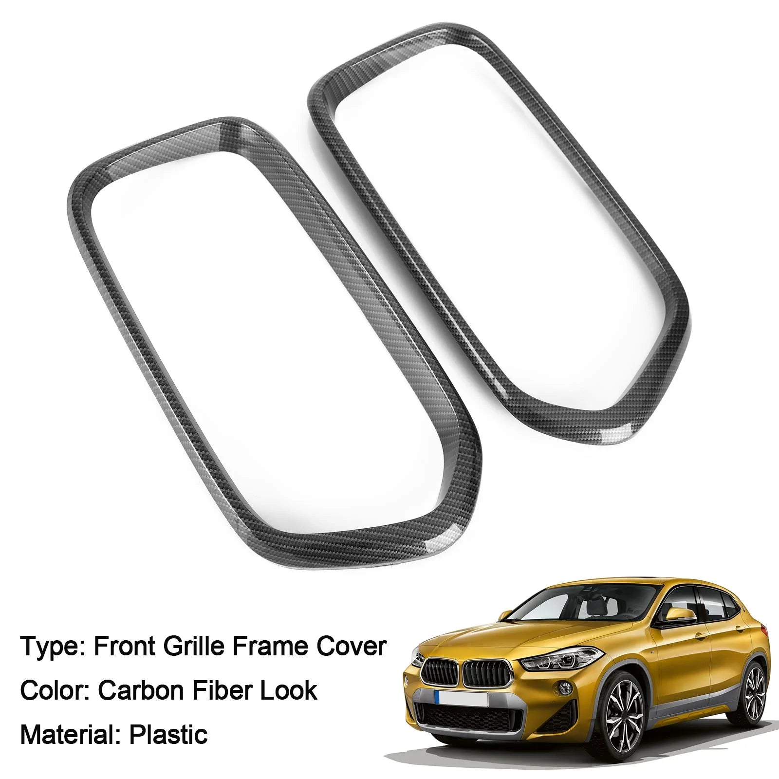 Garniture de cadre de calandre de pare-chocs avant en fibre de carbone BMW X2 Series F39 2018-2021