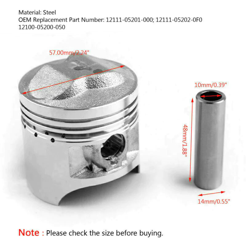 Kit de piston – Taille d'alésage standard ? 57,00 mm pour Suzuki GS125 DF125 DR125 GN125 générique