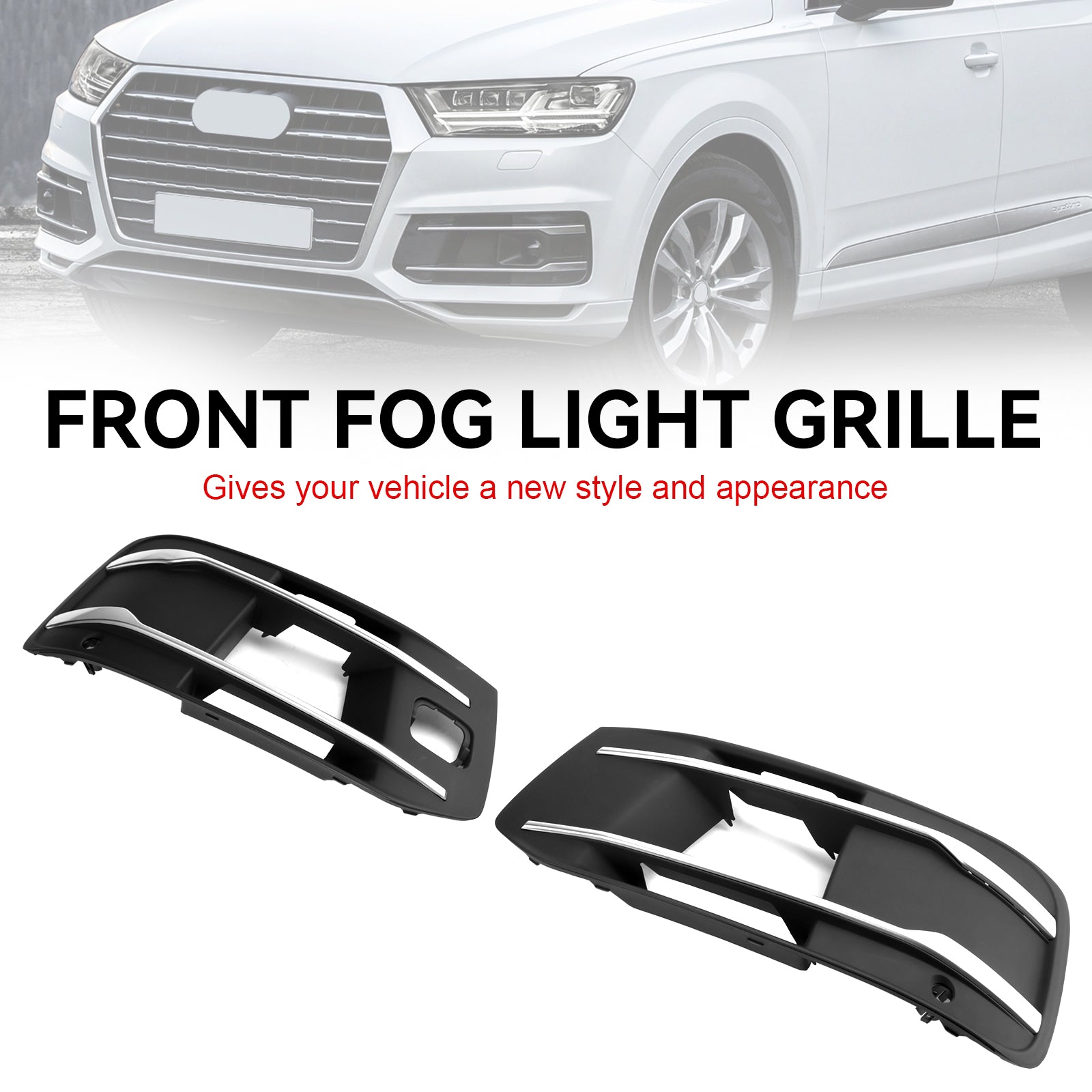 Audi Q7 2016-2019 Couvercle de pare-chocs avant Grille de phare antibrouillard Grille d'insertion de lunette