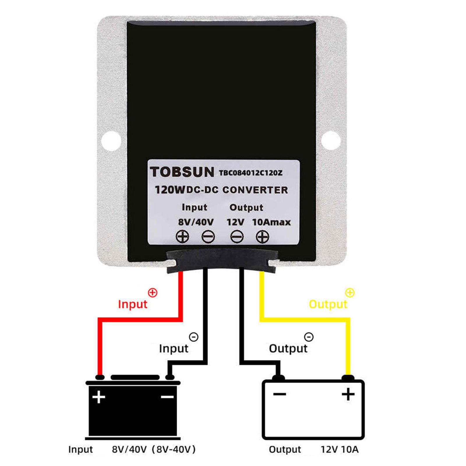 Regulador estabilizador de voltaje CC de 8-40V a 12V 10A, fuente de alimentación impermeable para coche