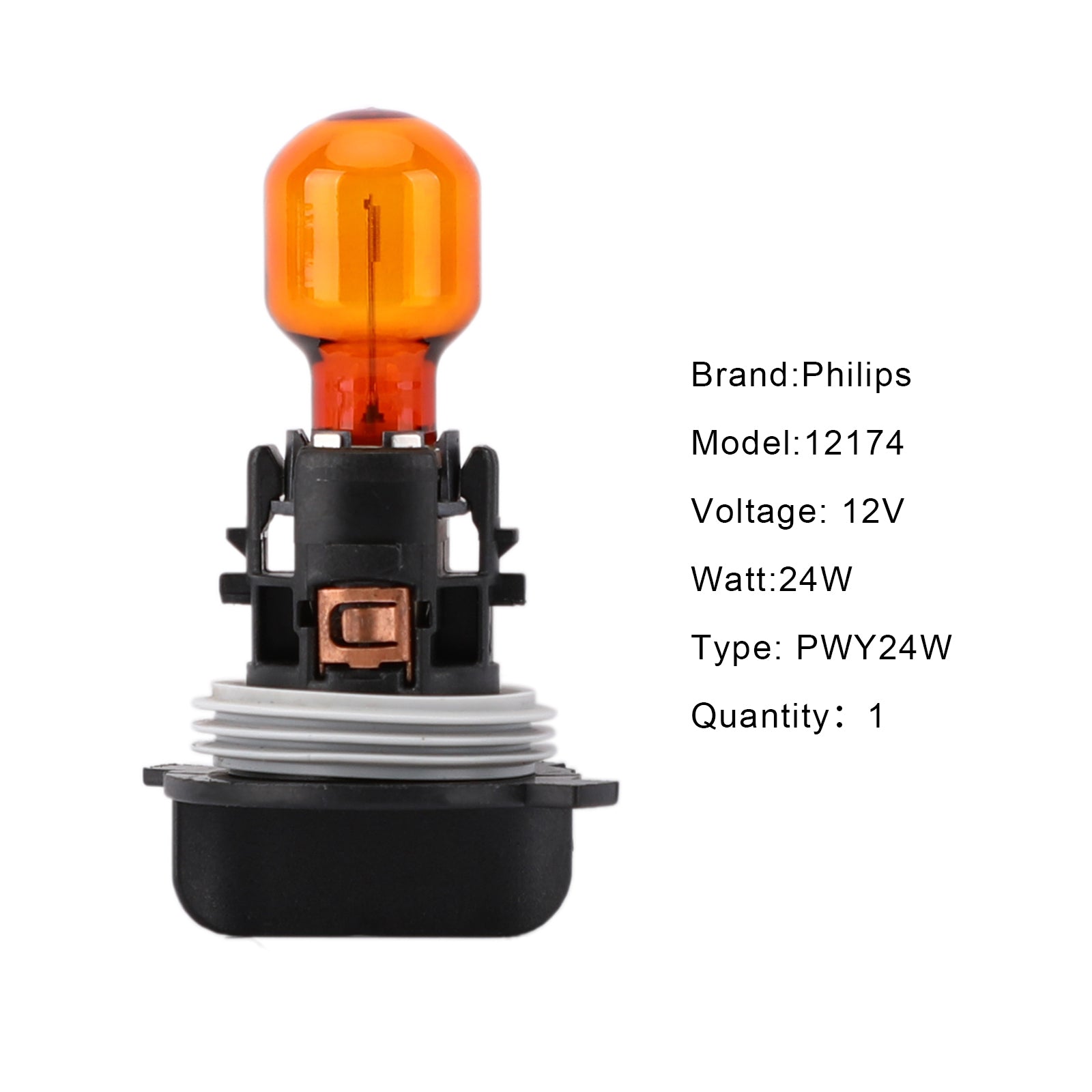 Pour Philips avec douille PWY24W 12174NA 12V24W lampe ambre ampoule tourner Singal lumière générique