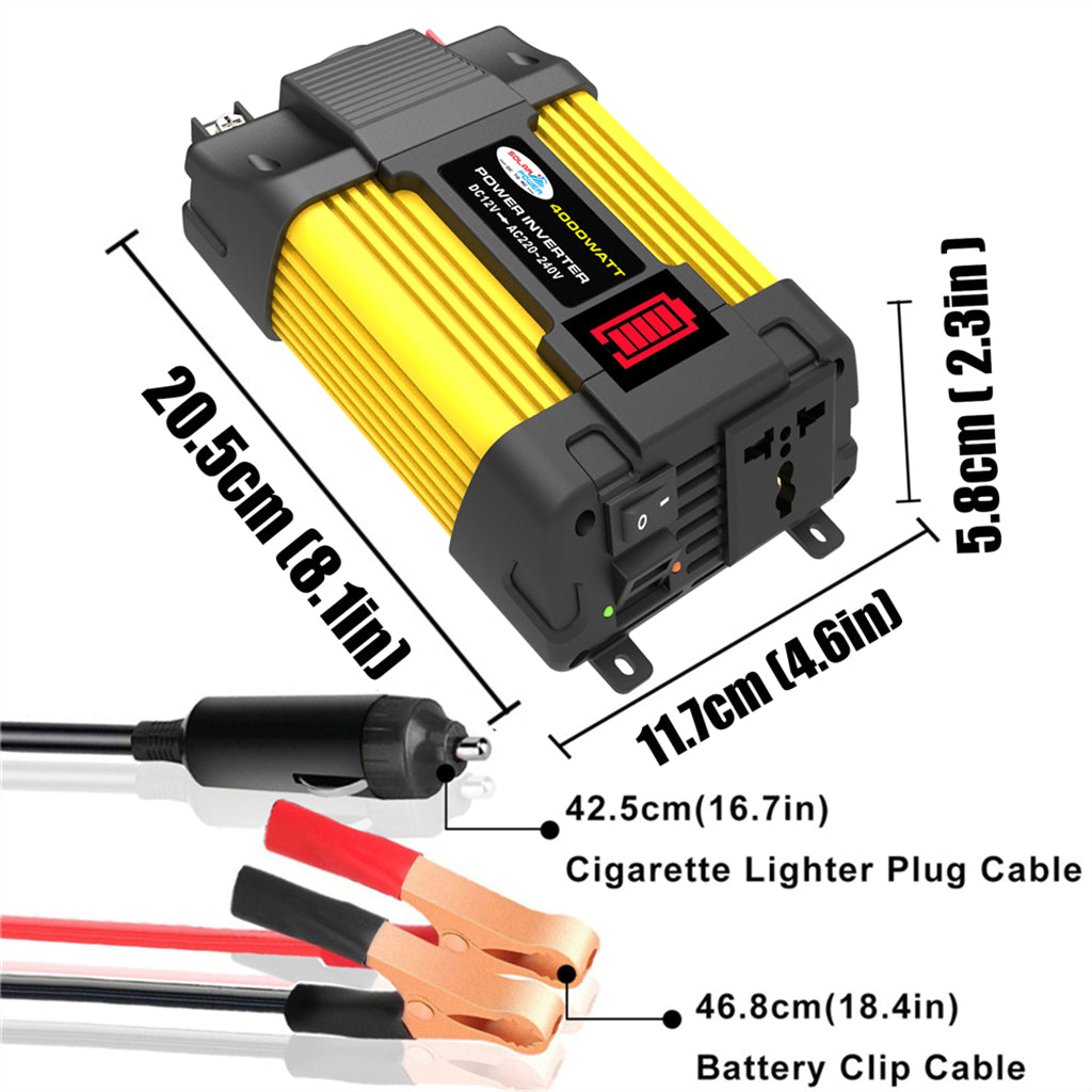 4000 W autotehon puhdas siniaaltoinvertteri LED-näytöllä DC 12V AC 220V invertteri