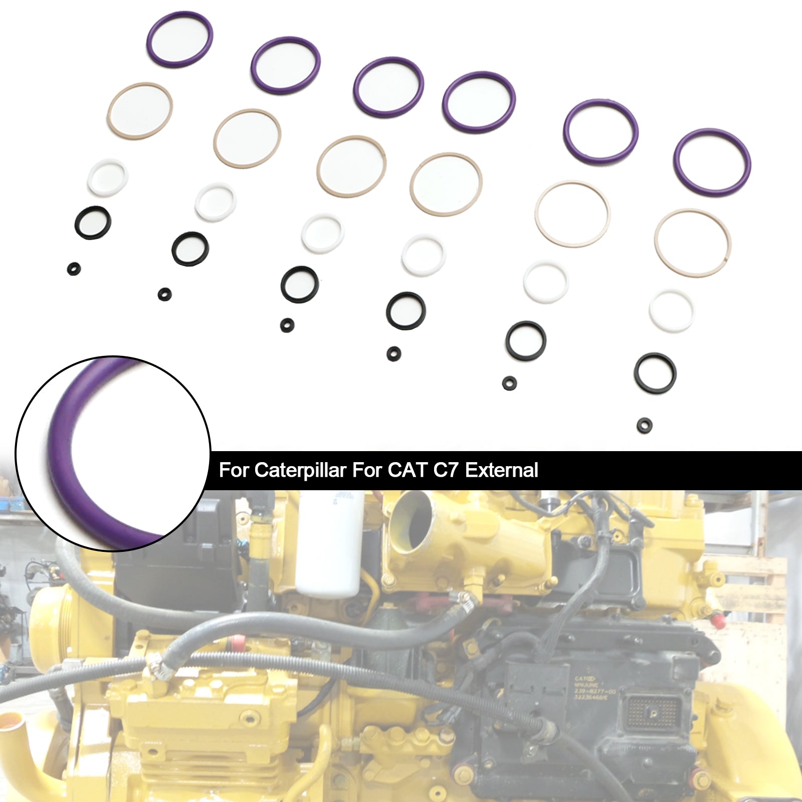 Kit guarnizioni O-ring iniettore carburante 6 pezzi per Caterpillar C7 Fit CAT C7 interno